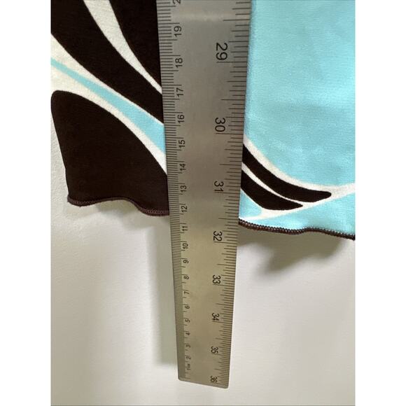 VTG‎ LaBelle Mini Dress L Teal Brown Floral Tie Waist USA Made Y2K Babydoll - Picture 7 of 8